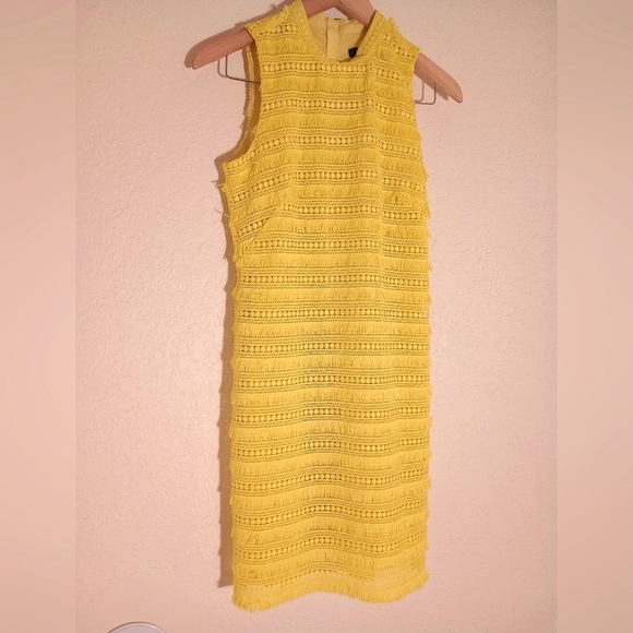 J. Crew yellow fring lace sheath dress - Picture 3 of 10